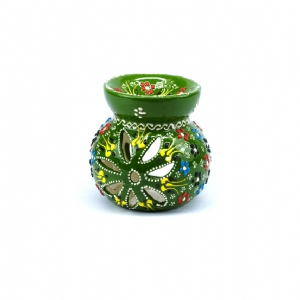 Lotus Çiçeği Çini Buhurdanlık - Zümrüt Yeşili