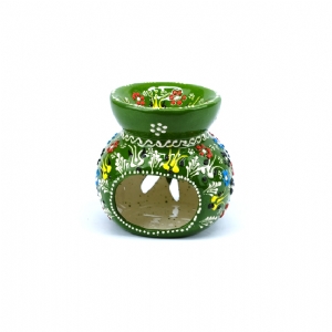 Lotus Çiçeği Çini Buhurdanlık - Zümrüt Yeşili