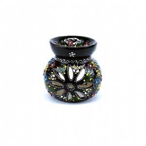 Lotus Çiçeği Çini Buhurdanlık - Siyah Gece