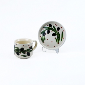 Zeytin Dalı Desenli Seramik Fincan