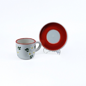 Papatya Desenli Seramik Fincan