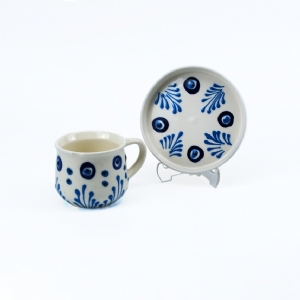 Mavi Yaprak Kahve Fincan